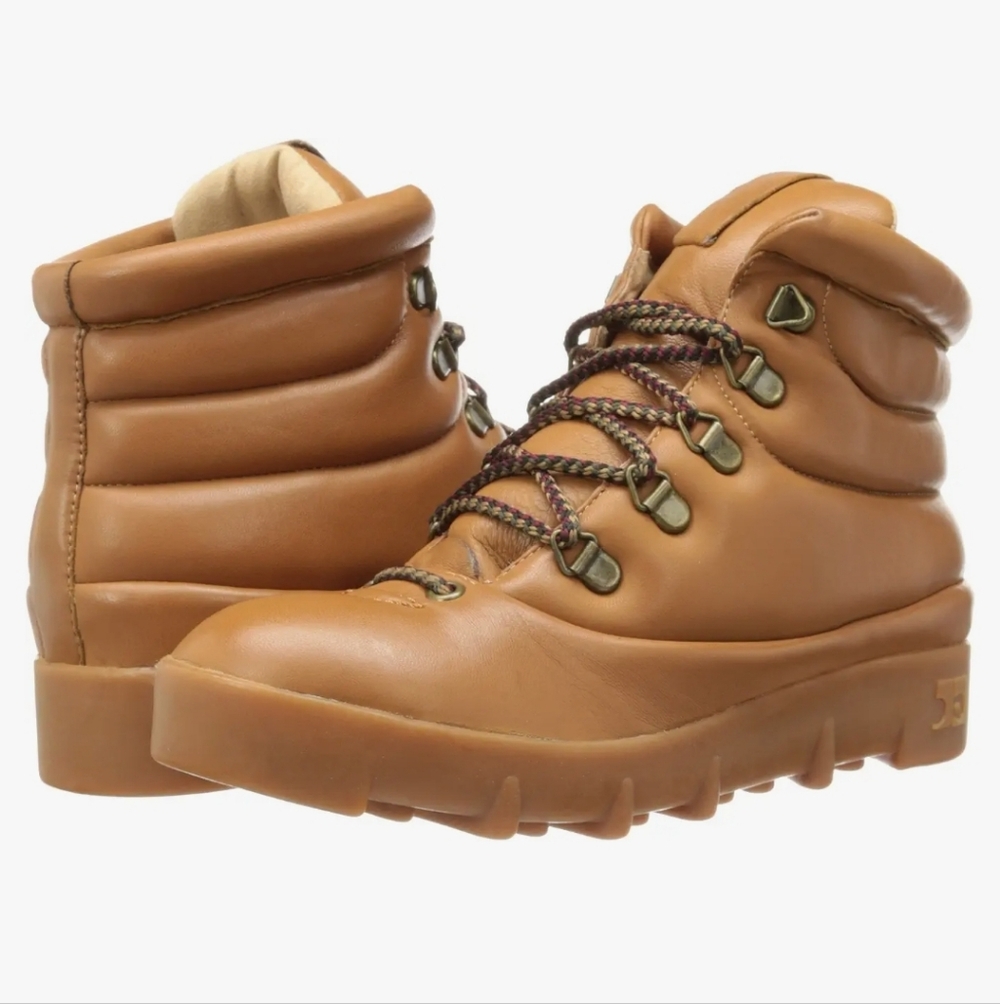 JOES Avery Leather lace-up Hiking Ankle Boots In Caramel size 9.5